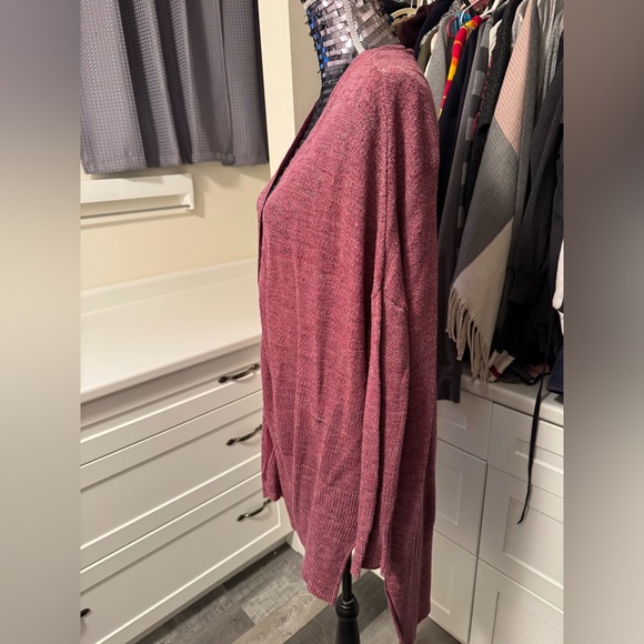 Free people TGIF Oversized SML cardigan raspberry pink high low marled - Picture 5 of 12